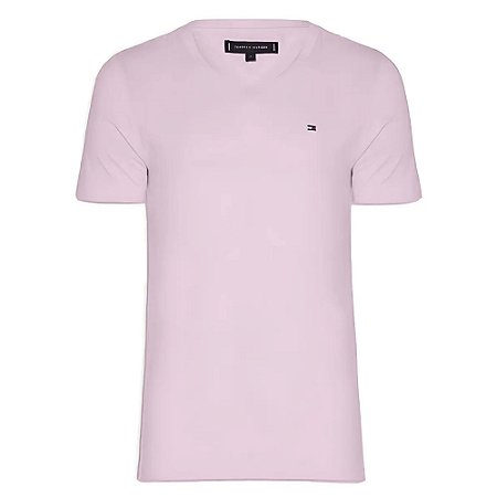 Camiseta Tommy Hilfiger Essential V Neck Tee Rosa