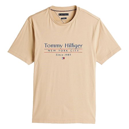 Camiseta Tommy Hilfiger Center Stack Tee Masculina Kaki