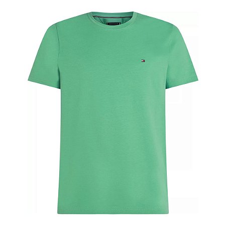 Camiseta Tommy Hilfiger Stretch Slim Fit Tee Verde Claro