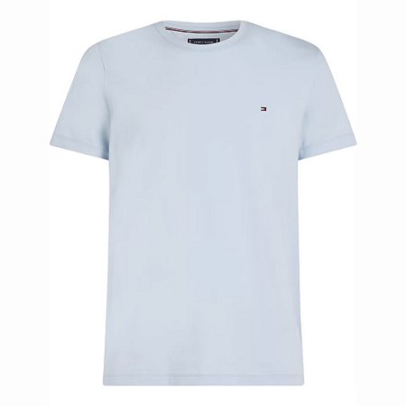 Camiseta Tommy Hilfiger Stretch Slim Fit Tee Azul Claro