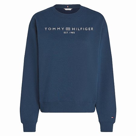 Casado Moletom Tommy Hilfiger Feminino Fleece Azul Marinho