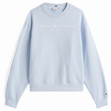 Casado Moletom Tommy Hilfiger Feminino Fleece Azul Claro