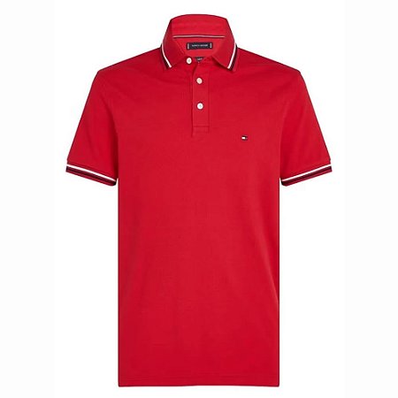 Camisa Polo Tommy Hilfiger Tipped Slim Fit Masculina Red