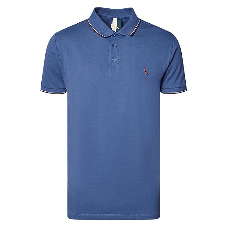 Camisa Polo Reserva Enxuto Novo Friso Masculina Azul