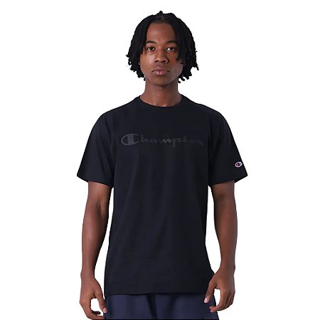 Camiseta Manga Curta Champion Mc Script Relevo Surton Preto