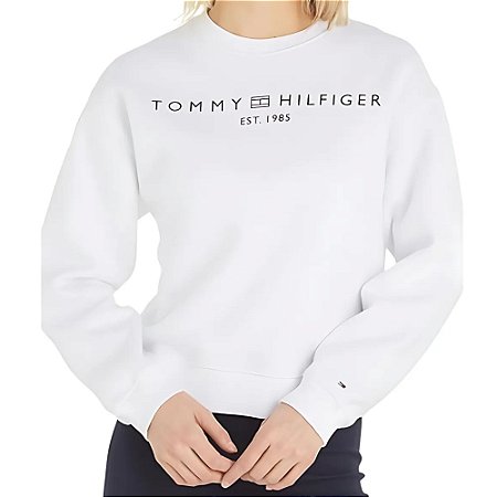 Moletom Tommy Hilfiger Reg Corp Logo Feminino Branco