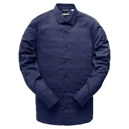 Camisa Social Reserva Soft Touch Enxuto Manga Longa Azul