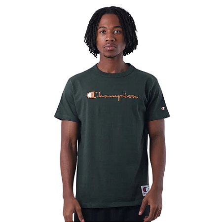 Camiseta Manga Curta Champion Malhão Heritage Script Verde