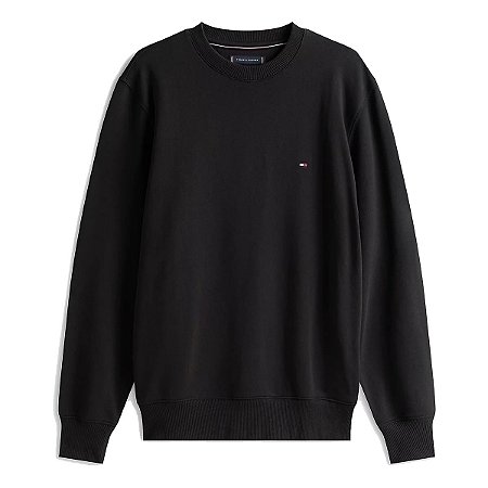 Moletom Tommy Hilfiger Casaco Terry Crew Masculino Preto