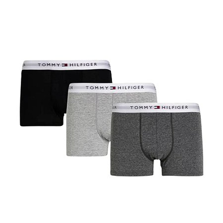 Cueca Boxer Tommy Hilfiger Kit 3 Peças Trunk Cores Lisas