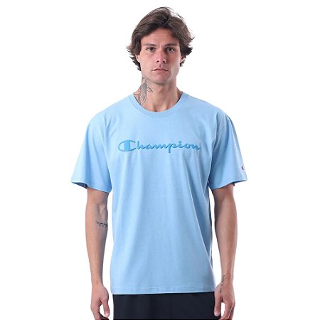 Camiseta Manga Curta Champion Malhão Script Puff Azul