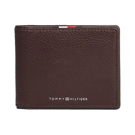 Carteira Tommy Hilfiger Mini CC Wallet Corporat Couro Marrom