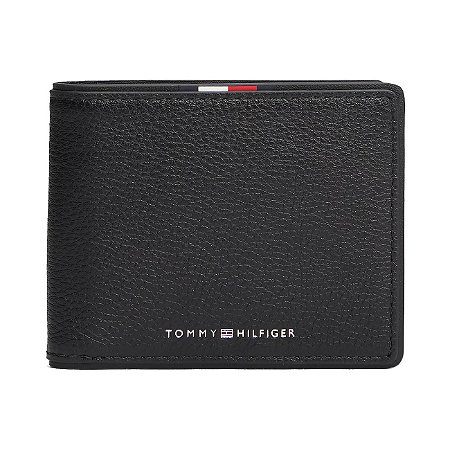 Carteira Tommy Hilfiger Mini CC Wallet Corporate Couro Preto