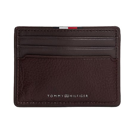 Carteira Porta Cartões Tommy Hilfiger Masculina Couro Marrom