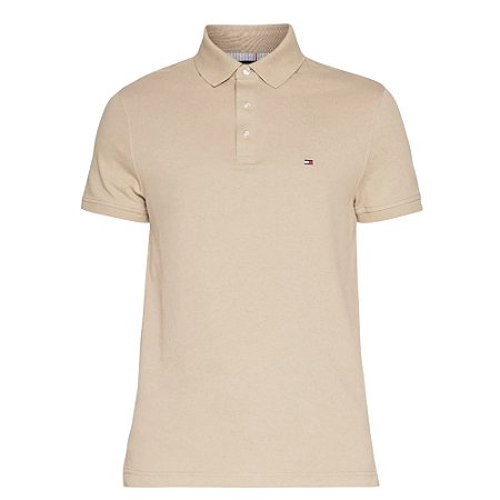 Camiseta Gola Polo Tommy Hilfiger 1985 Classic Fit Caqui