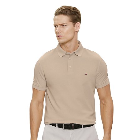 Camisa Polo Tommy Hilfiger Tech Piquet Regular Caqui