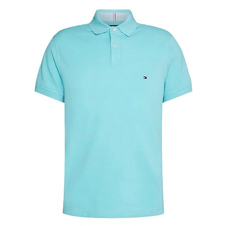 Camiseta Gola Polo Tommy Hilfiger Im 1985 Azul Claro Slim