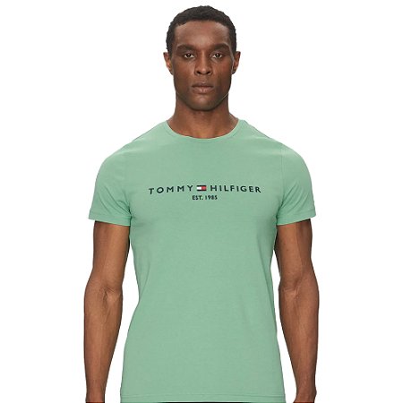 Camiseta Tommy Hilfiger Logo Tee Masculina Verde Claro