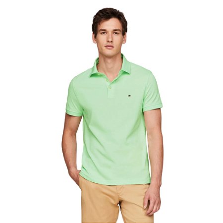 Camiseta Gola Polo Tommy Hilfiger Im 1985 Slim Verde Pastel