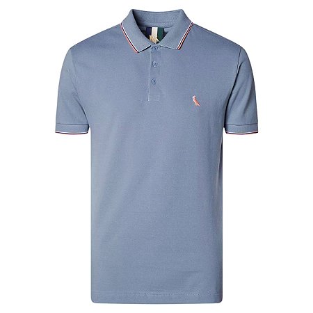 Camisa Polo Reserva Enxuto Novo Friso Masculino Azul Claro