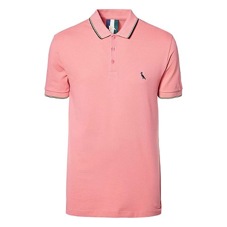 Camisa Polo Reserva Enxuto Novo Friso Masculino Rosa Goiaba