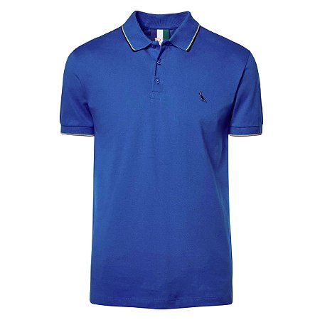 Camisa Polo Reserva Enxuto Novo Friso Masculino Azul