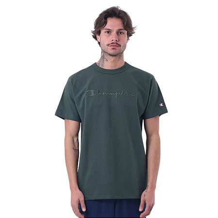 Camiseta Champion Malhão Pes Mc Script Verde Masculino