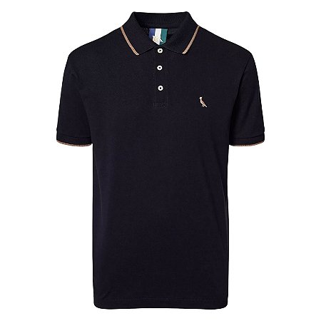 Camisa Polo Reserva Enxuto Friso Único Masculino Preto