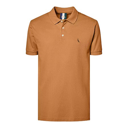 Camisa Polo Reserva Piquet Classica Masculino Marrom Ocre