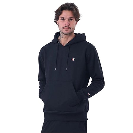 Moletom Champion Canguru Logo C Bordado Masculino Preto