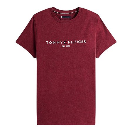 Camiseta Tommy Hilfiger Logo Tee Masculina Bordô