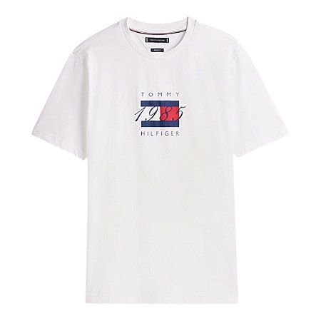 Camiseta Tommy Hilfiger Linear Flag Graphic Tee Branco