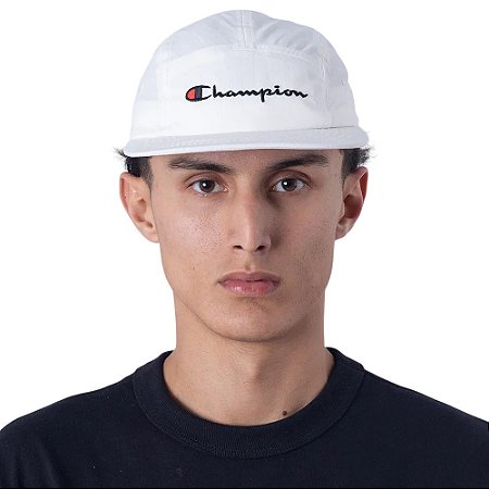 Boné Champion Five Panel Micro Script Masculino Branco