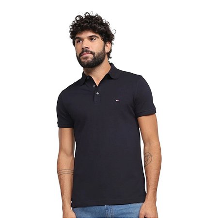 Camisa Polo Tommy Hilfiger Liquid Cotton Cuff Slim Marinho