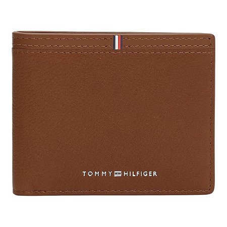 Carteira Tommy Hilfiger Corp Mini Cc Masculino Couro Marrom