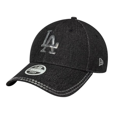 Boné New Era 940 Los Angeles Dodgers Denim Preto Feminino