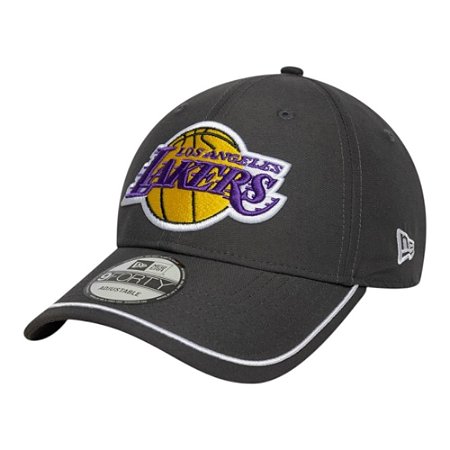 Boné New Era 940 Los Angeles Lakers Piping Cinza Escuro