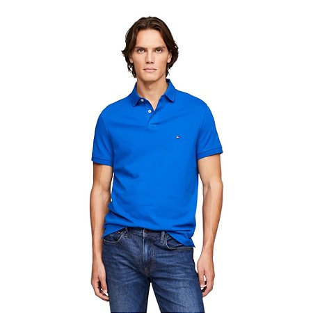 Camisa Polo Tommy Hilfiger Liquid Cotton Regular Azul