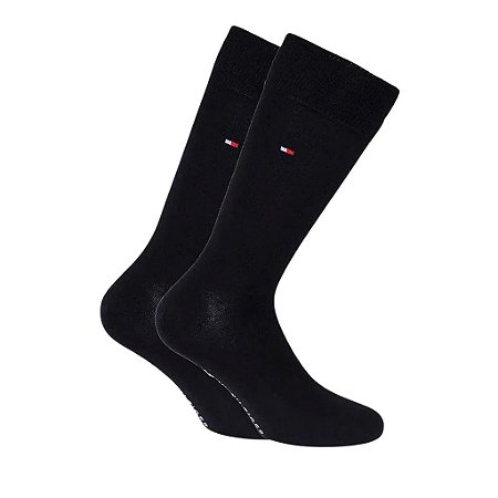 Kit 2 Pares Meia Tommy Hilfiger Cano Longo Masculina Preta