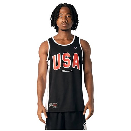 Regata Champion Basket Usa Masculino Poliéster Preto