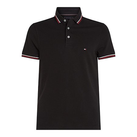 Camisa Polo Tommy Hilfiger Tipped Slim Fit Masculino Preto