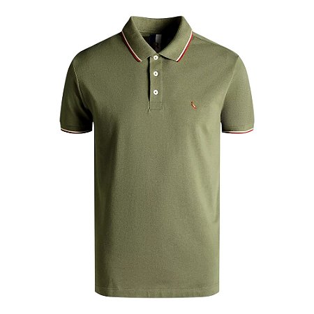 Camisa Polo Reserva Friso Duplo Masculino Verde Oliva