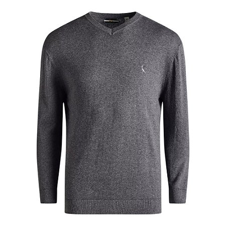 Suéter Reserva Basico Gola V Masculino Cinza Escuro