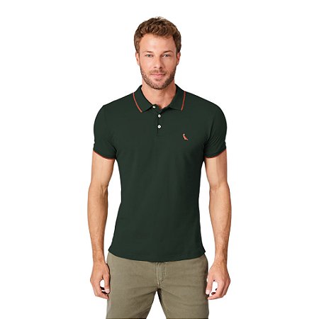 Camisa Polo Reserva Enxuto Friso Unico Masculina Verde
