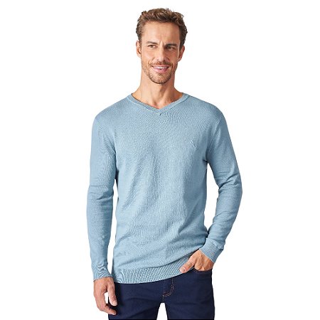 Suéter Reserva Basico Gola V Masculino Azul Claro