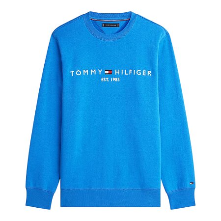 Moletom Tommy Hilfiger Logo Sweatshirt Masculino Azul