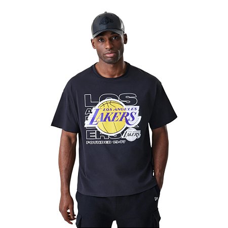 Camiseta New Era Regular Los Angeles Lakers Preto Masculino