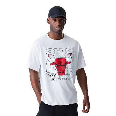 Camiseta New Era Regular Chicago Bulls NBA Masculino Branco