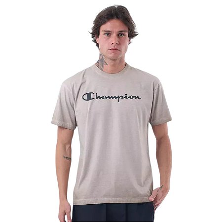 Camiseta Champion Stone Script Dark Khaki Masculino Caqui