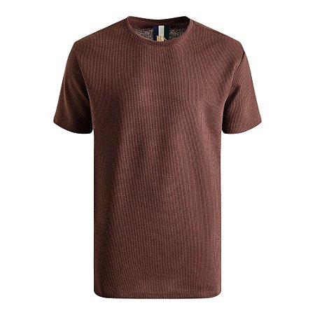 Camiseta Reserva Regular Waffle Masculino Marrom Escuro